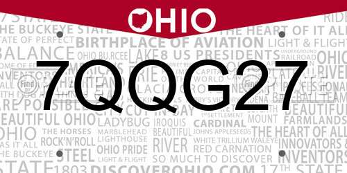 7QQG27 Ohio License Plate