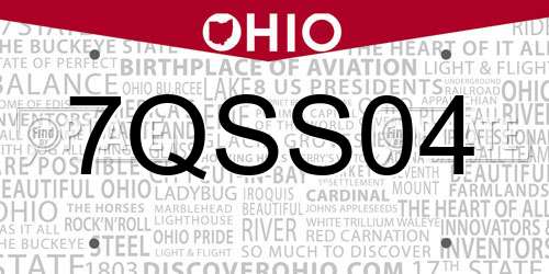 7QSS04 Ohio License Plate