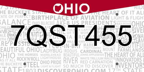 7QST455 Ohio License Plate