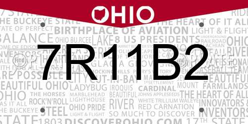 7R11B2 Ohio License Plate