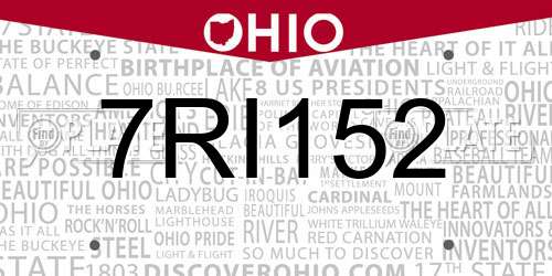 7RI152 Ohio License Plate