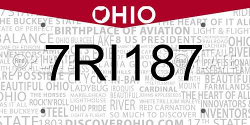 7RI187 Ohio License Plate