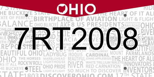 7RT2008 Ohio License Plate