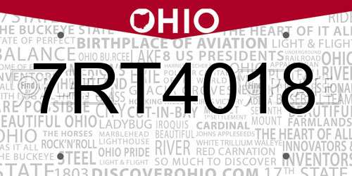 7RT4018 Ohio License Plate