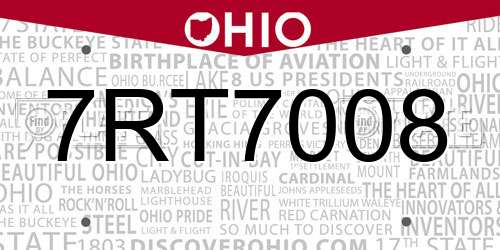 7RT7008 Ohio License Plate