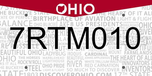 7RTM010 Ohio License Plate