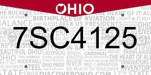 7SC4125 Ohio License Plate