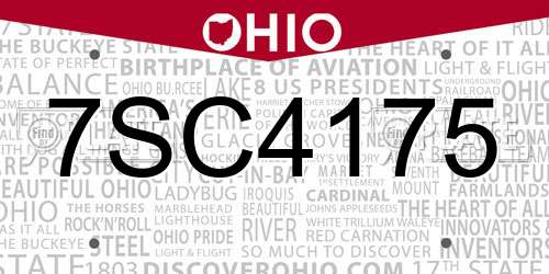 7SC4175 Ohio License Plate