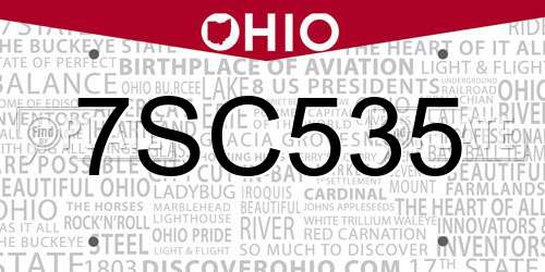 7SC535 Ohio License Plate