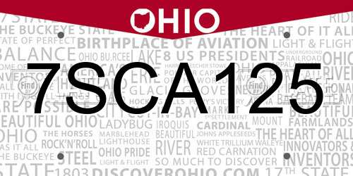 7SCA125 Ohio License Plate