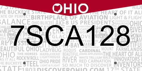 7SCA128 Ohio License Plate