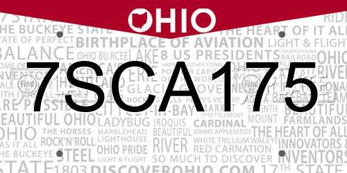 7SCA175 Ohio License Plate