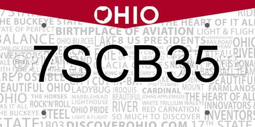 7SCB35 Ohio License Plate