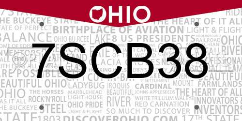 7SCB38 Ohio License Plate