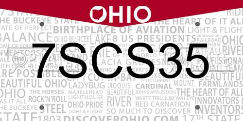7SCS35 Ohio License Plate