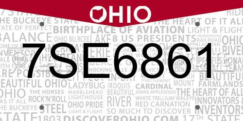 7SE6861 Ohio License Plate