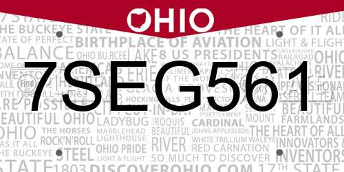 7SEG561 Ohio License Plate