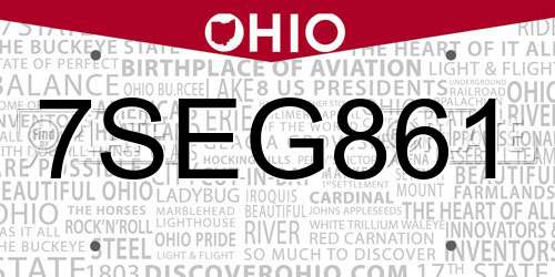 7SEG861 Ohio License Plate
