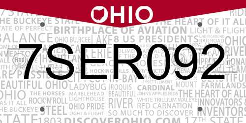 7SER092 Ohio License Plate