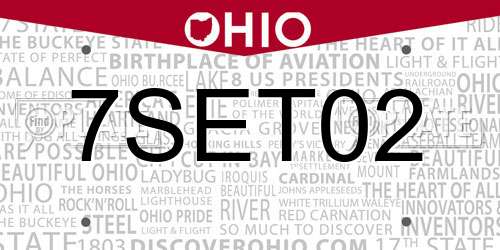 7SET02 Ohio License Plate