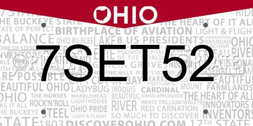 7SET52 Ohio License Plate