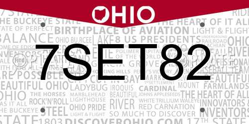 7SET82 Ohio License Plate