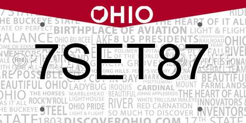 7SET87 Ohio License Plate