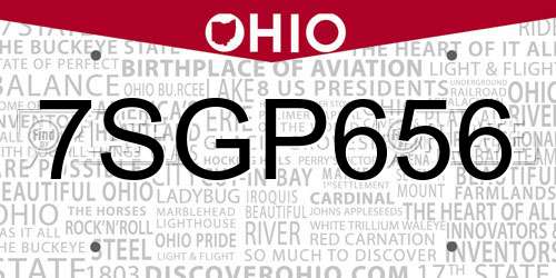 7SGP656 Ohio License Plate