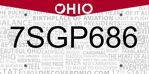 7SGP686 Ohio License Plate
