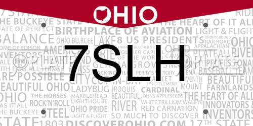 7SLH Ohio License Plate