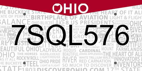 7SQL576 Ohio License Plate