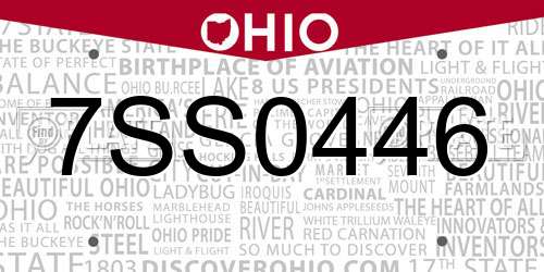 7SS0446 Ohio License Plate