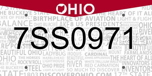 7SS0971 Ohio License Plate
