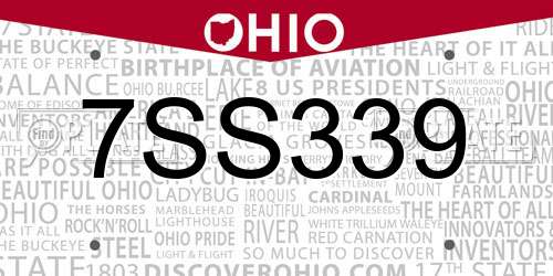 7SS339 Ohio License Plate