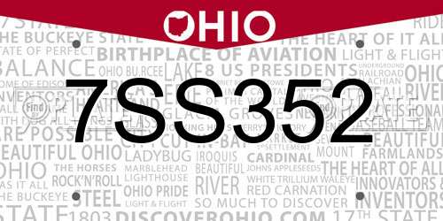 7SS352 Ohio License Plate