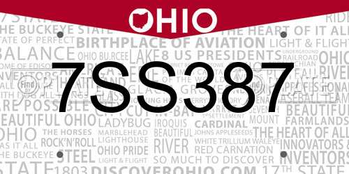 7SS387 Ohio License Plate
