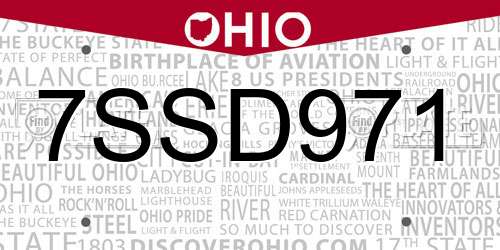7SSD971 Ohio License Plate