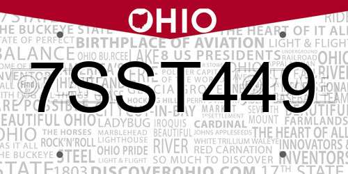 7SST449 Ohio License Plate