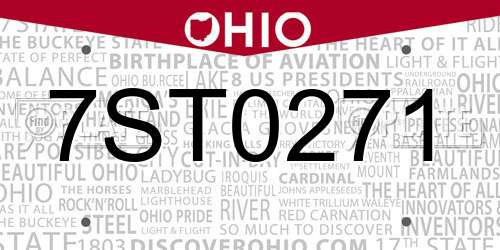 7ST0271 Ohio License Plate