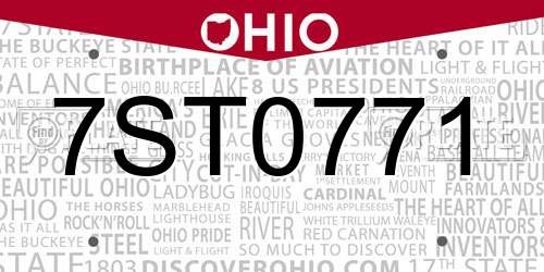 7ST0771 Ohio License Plate