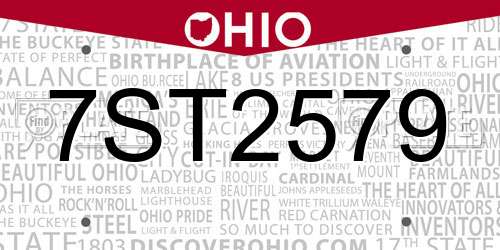 7ST2579 Ohio License Plate