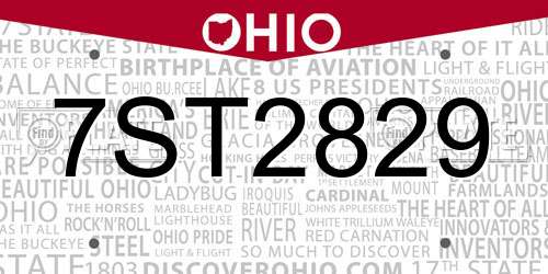 7ST2829 Ohio License Plate