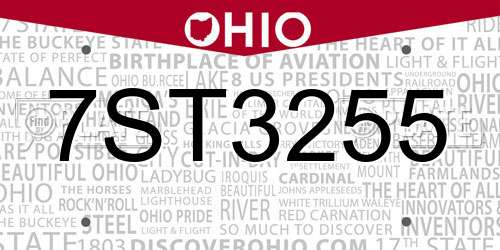 7ST3255 Ohio License Plate