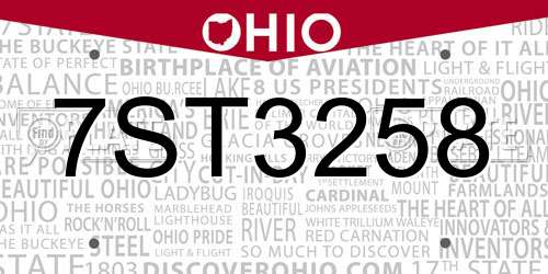 7ST3258 Ohio License Plate