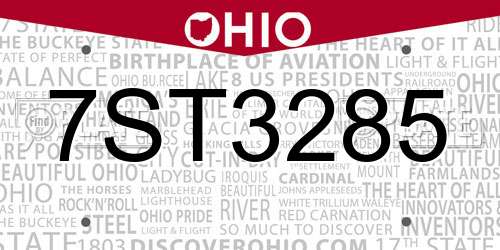 7ST3285 Ohio License Plate