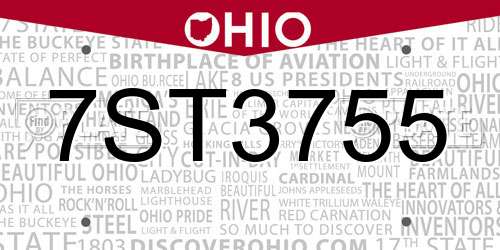 7ST3755 Ohio License Plate