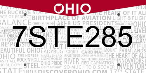 7STE285 Ohio License Plate
