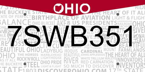 7SWB351 Ohio License Plate