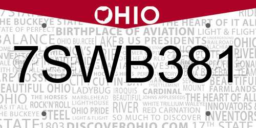 7SWB381 Ohio License Plate