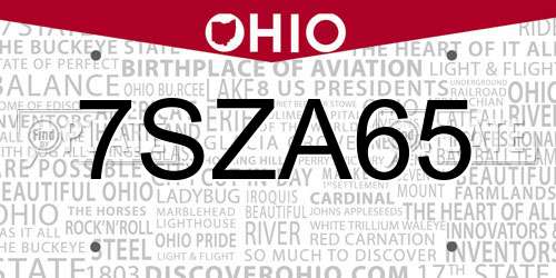 7SZA65 Ohio License Plate